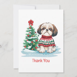Thank You Christmas Shih Tzu Dog Card