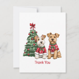 Thank You Christmas Welsh Wire Fox Terrier Dogs Card
