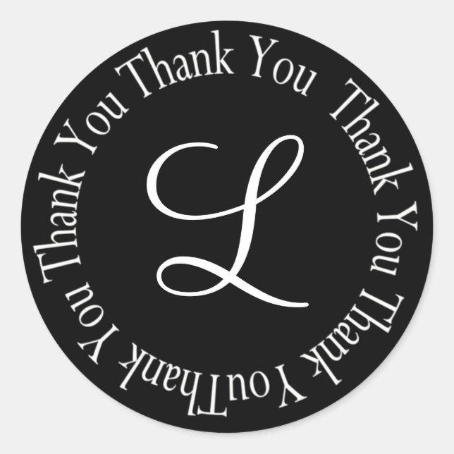 Thank You Circle Letter "L" - Customized Classic Round Sticker (Front)