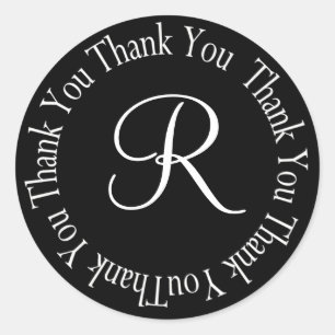 Thank You Circle Letter "R" Classic Round Sticker