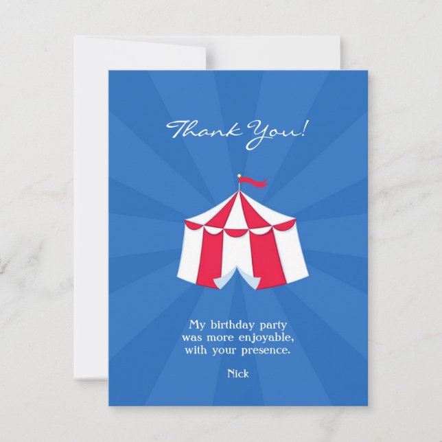 Thank You Circus Carnival Flat Card (Front)