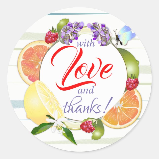 Thank You Citrus Fruits Classic Round Sticker (Front)