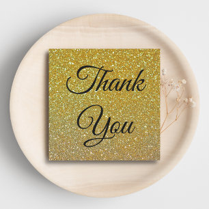 Thank you, classic script, gold luxury glitters card