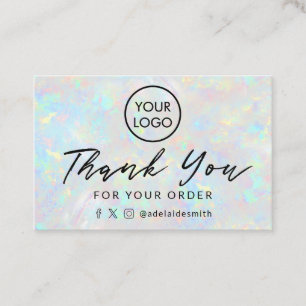 thank you clear opal background business card