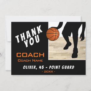 Thank you Coach Basketball Player Silhouette Card