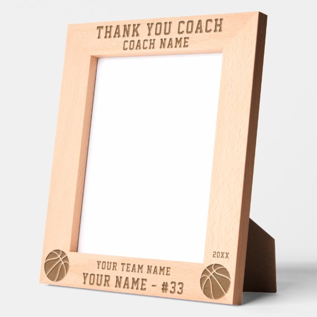 Thank you Coach Basketball Team Name Sports Etched Frames (Left)