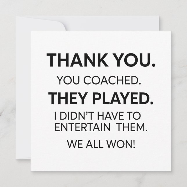 Thank You Coach Card (Front)