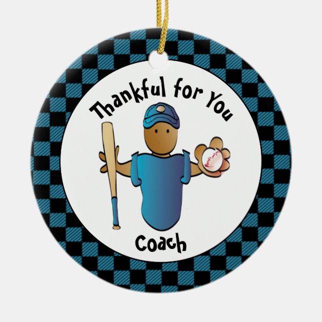 Thank You Coach Christmas Present with His Name  Ceramic Ornament (Front)