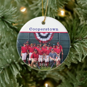 Thank You Coach – Cooperstown Keepsake Team Photo Ceramic Ornament