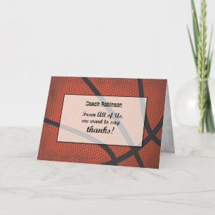 Thank You Coach Custom Name, Basketball Distresses Card