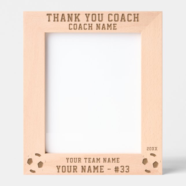 Thank you Coach Soccer Team Name Sports Etched Frames (Front)