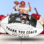 Thank you Coach Team Name and Team Photo Football<br><div class="desc">Thank you Coach Team Name and Team Photo Football. The text is a trendy black typography on white background. Personalize with your coach name, team name and year. You can change any text on the football or erase it. A great gift for a coach! Add a team photo and get...</div>