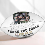 Thank you Coach Team Name and Team Photo Football<br><div class="desc">Thank you Coach Team Name and Team Photo Football. The text is a trendy black typography on white background. Personalize with your coach name, team name and year. You can change any text on the football or erase it. A great gift for a coach! Add a team photo and get...</div>