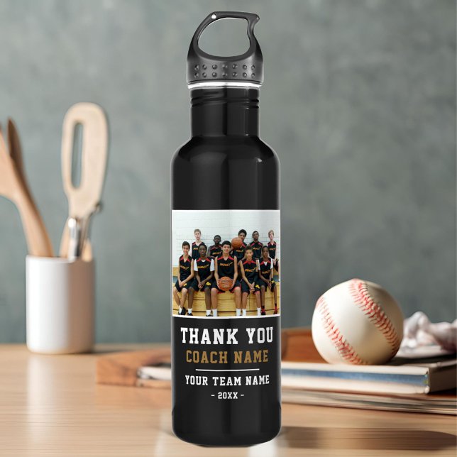 Thank you Coach Team Name Photo 710 Ml Water Bottle (Creator Uploaded)