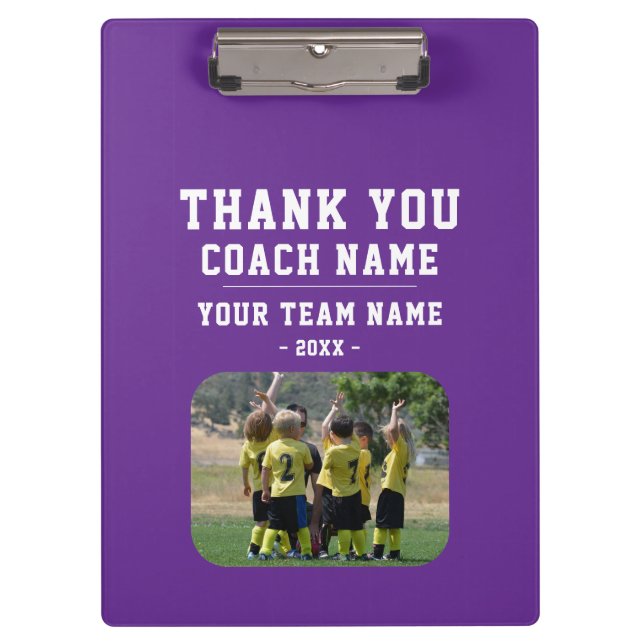 Thank you Coach Team Name Photo Clipboard (Front)