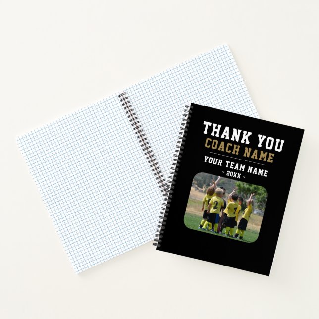 Thank you Coach Team Name Photo Notebook (Inside)