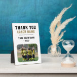 Thank you Coach Team Name Photo Plaque<br><div class="desc">Thank you Coach Team Name Photo plaque. Personalize with your coach name, team name, team photo and year. You can change any text on the plaque. A great gift and a keepsake plaque for a soccer coach! Get the team to sign the non-designed areas with a fine point permanent marker....</div>