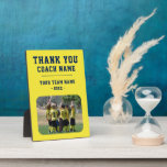 Thank you Coach Team Name Photo Plaque<br><div class="desc">Thank you Coach Team Name Photo plaque. Personalize with your coach name,  team name,  team photo and year. You can change any text on the plaque. A great gift and a keepsake plaque for a soccer coach!</div>
