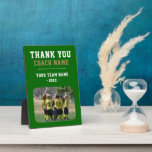 Thank you Coach Team Name Photo Plaque<br><div class="desc">Thank you Coach Team Name Photo plaque. Personalize with your coach name,  team name,  team photo and year. You can change any text on the plaque. A great gift and a keepsake plaque for a soccer coach!</div>