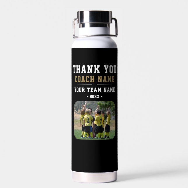 Thank you Coach Team Name Photo Water Bottle (Back)