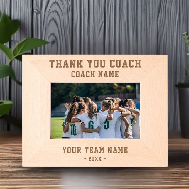 Thank you Coach Team Name Sports Keepsake Etched Frames (Creator Uploaded)