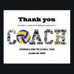 Thank You Coach Volleyball Team Photo Collage Poster<br><div class="desc">Personalized Volleyball Coach Photo Collage for coach retirement, end of season celebration and senior night appreciation. This customizable photo gift is also perfect as a farewell keepsake for sports coach. This custom template is a unique and meaningful goodbye gift that captures the precious moments and memories shared together. The design...</div>