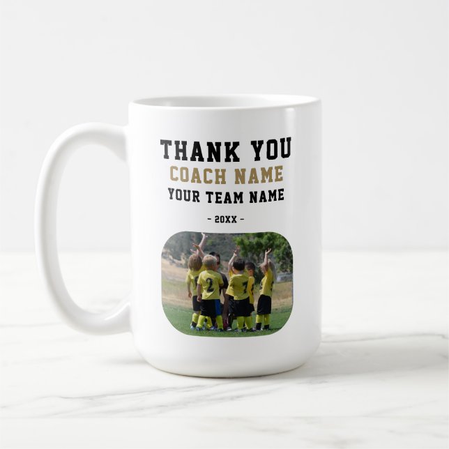 Thank you Coach with Team Name Photo Coffee Mug (Left)