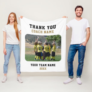Thank you Coach with Team Name Photo Fleece Blanket