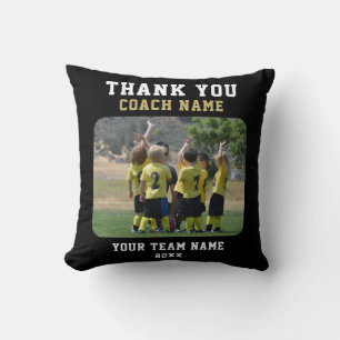Thank you Coach with Team Name Photo Throw Pillow