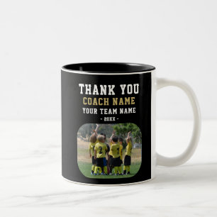 Thank you Coach with Team Name Photo Two-Tone Coffee Mug