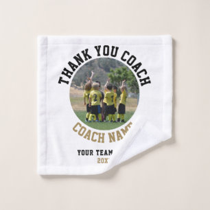 Thank you Coach with Team Name Photo Wash Cloth