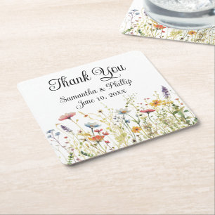 Thank you coaster wedding favour floral
