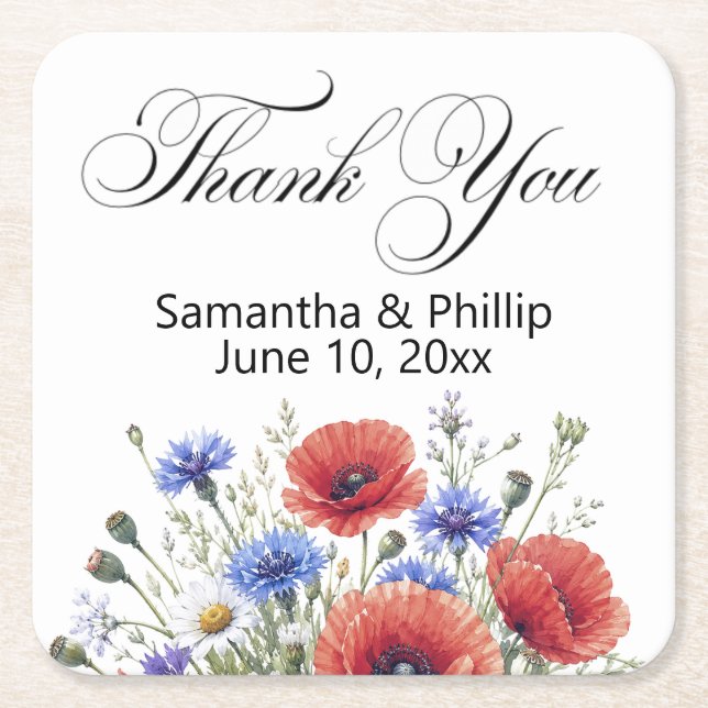 Thank you coaster wedding favours (Front)