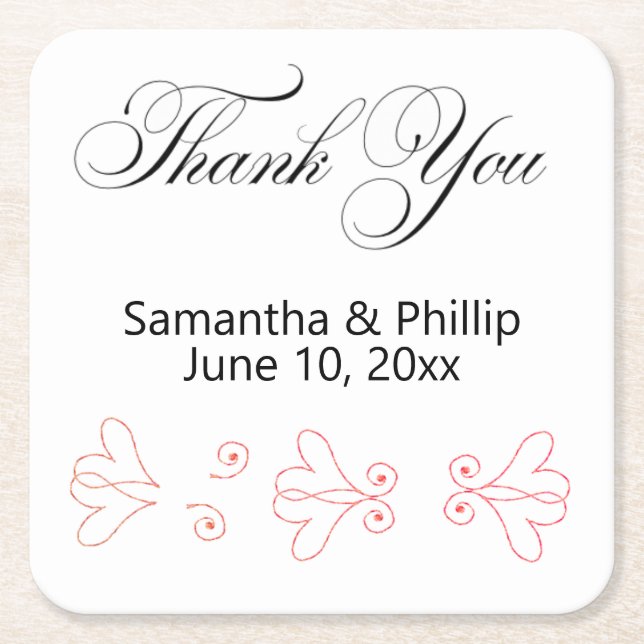 Thank you coaster wedding favours (Front)