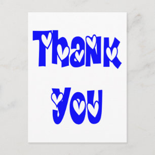 Thank You Cobalt Blue And White Hearts Wedding Postcard