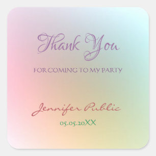 Thank You Colorful Template Typography Script Text Square Sticker