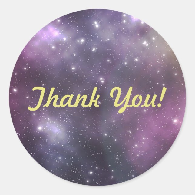 Thank You Colourful Cool Nebula and Stars in Space Classic Round Sticker (Front)