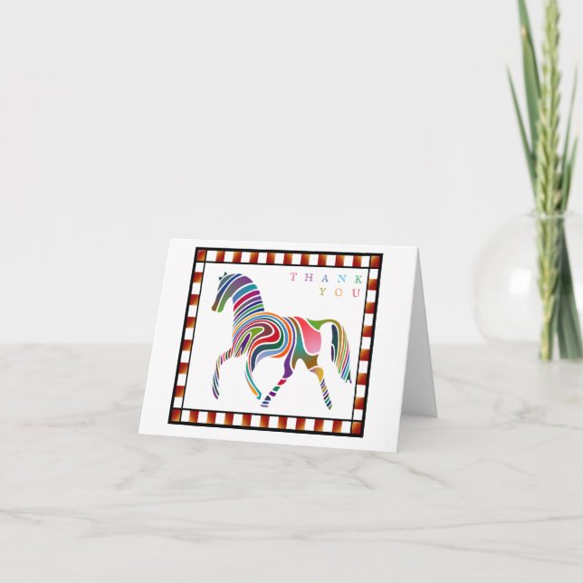 Thank You Colourful Horse Pony with Border Orange (Front)