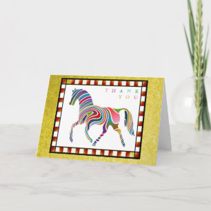 Thank You Colourful Horse Pony with Border Yellow