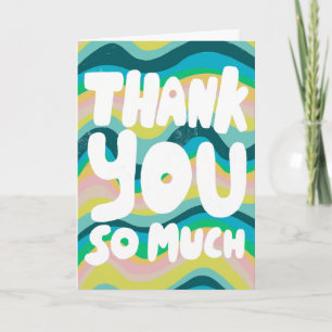 THANK YOU Colourful Pink Green Curvy Stripes CUSTO Card