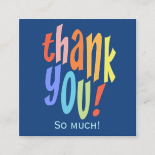 Thank You Colourful Typographic Square Business Card