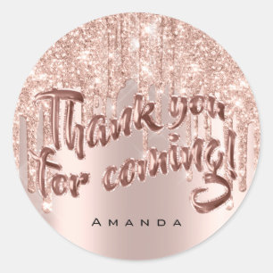 Thank You Coming 16th Bridal Rose Glitter Balloons Classic Round Sticker