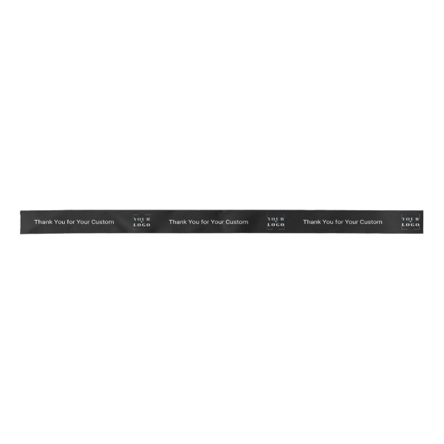 Thank You Company Logo Template Black Satin Ribbon (Front)