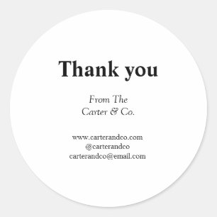 thank you company name from website social emails classic round sticker