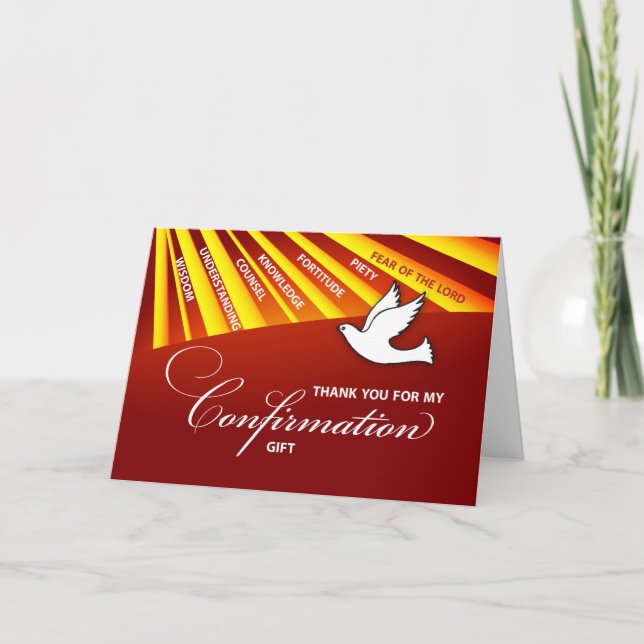 Thank You Confirmation Gift Gold & Red Rays (Front)