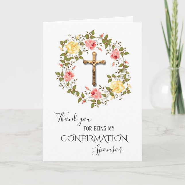 Thank You Confirmation Sponsor Flowers Crucifix (Front)