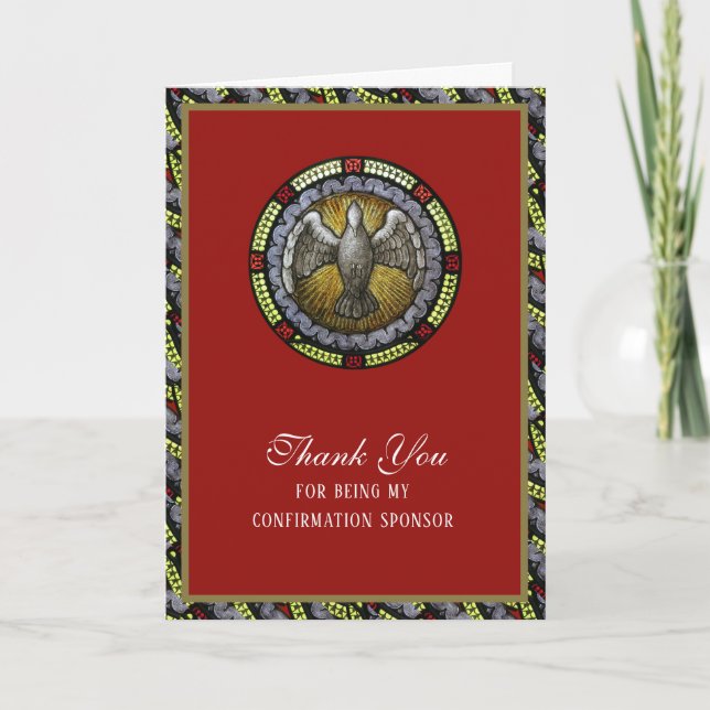 Thank You Confirmation Sponsor Stained Glass Dove Card (Front)