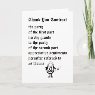 Thank You Contract - a funny legal thank you poem Card
