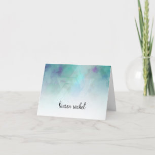 Thank You Cool Colours Aqua Blue Purple White Note Card