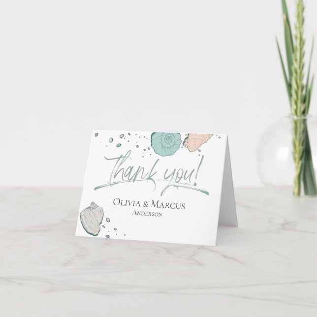 Thank You | Coral and Lilac Seashells (Front)